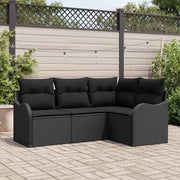 Set Divano da Giardino con archiviazione 4 pcs Nero polyrattan 3354352