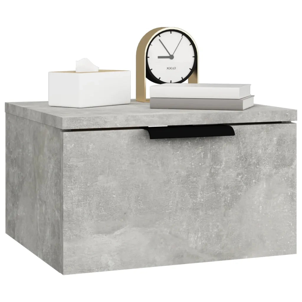Set di 2 Comodini | Armadio da Notte | Mobiletto da notte a Muro Grigio Cemento 34x30x20 cm