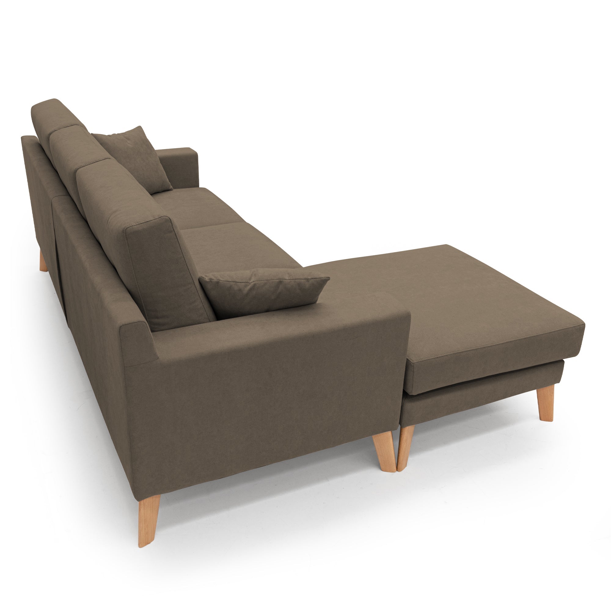 Danish Divano angolare REVERSIBILE in tessuto morbido impermeabile T02 237 cm marrone