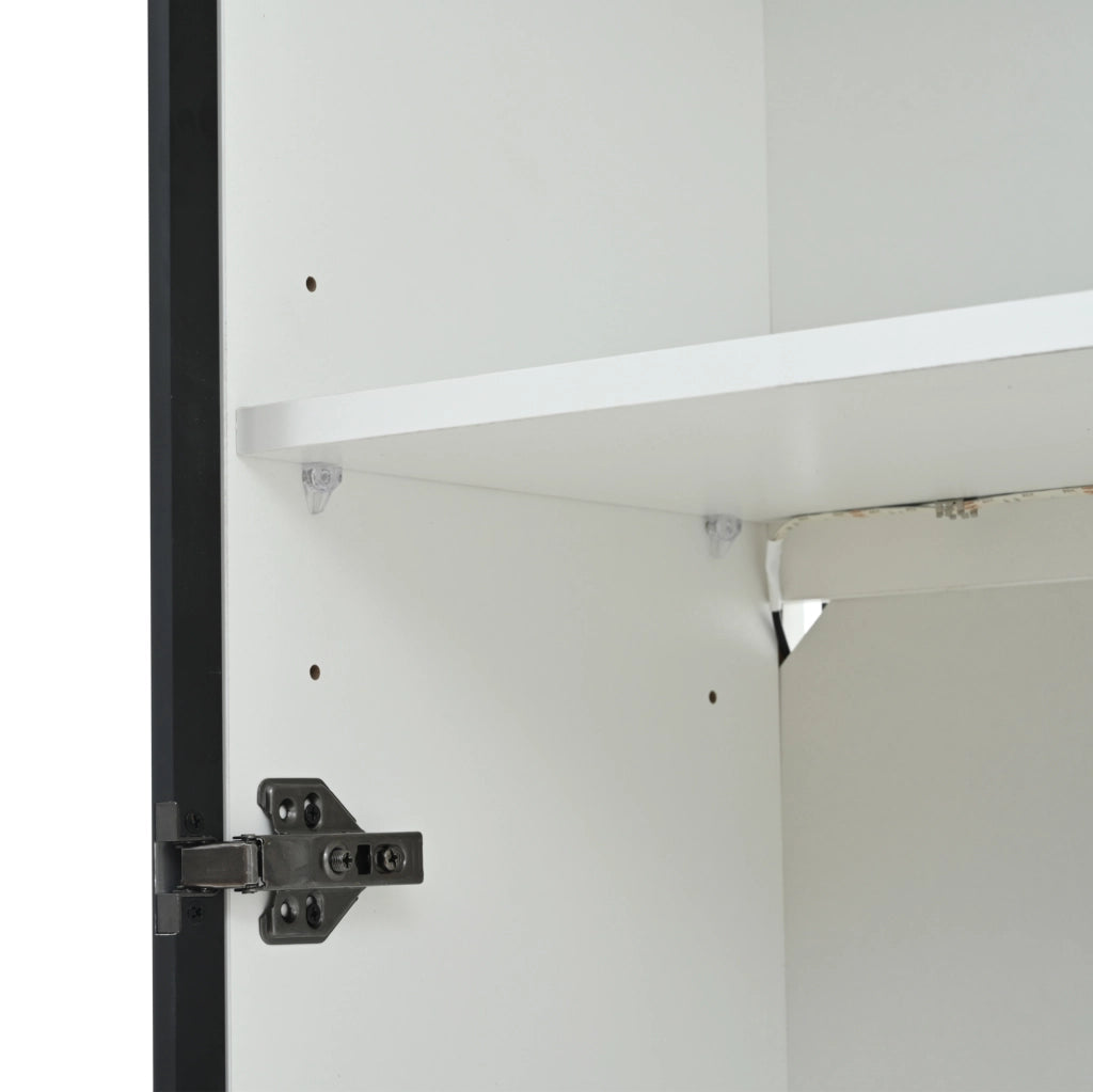 Vetrina con portabottiglie e LED 80x35x200 cm in truciolare bianco e vetro temperato