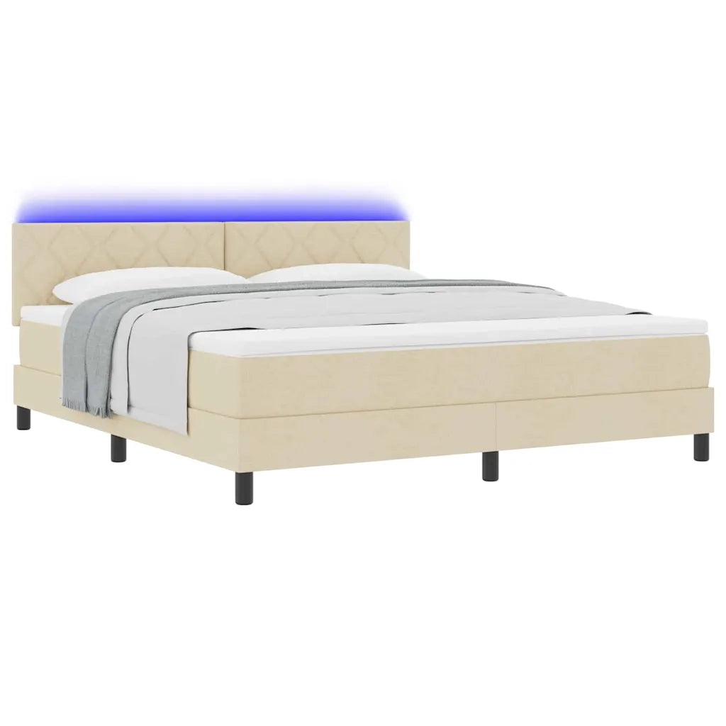 Letto a molle con materasso Crema 180 x 200 cm Tessuto 3342308
