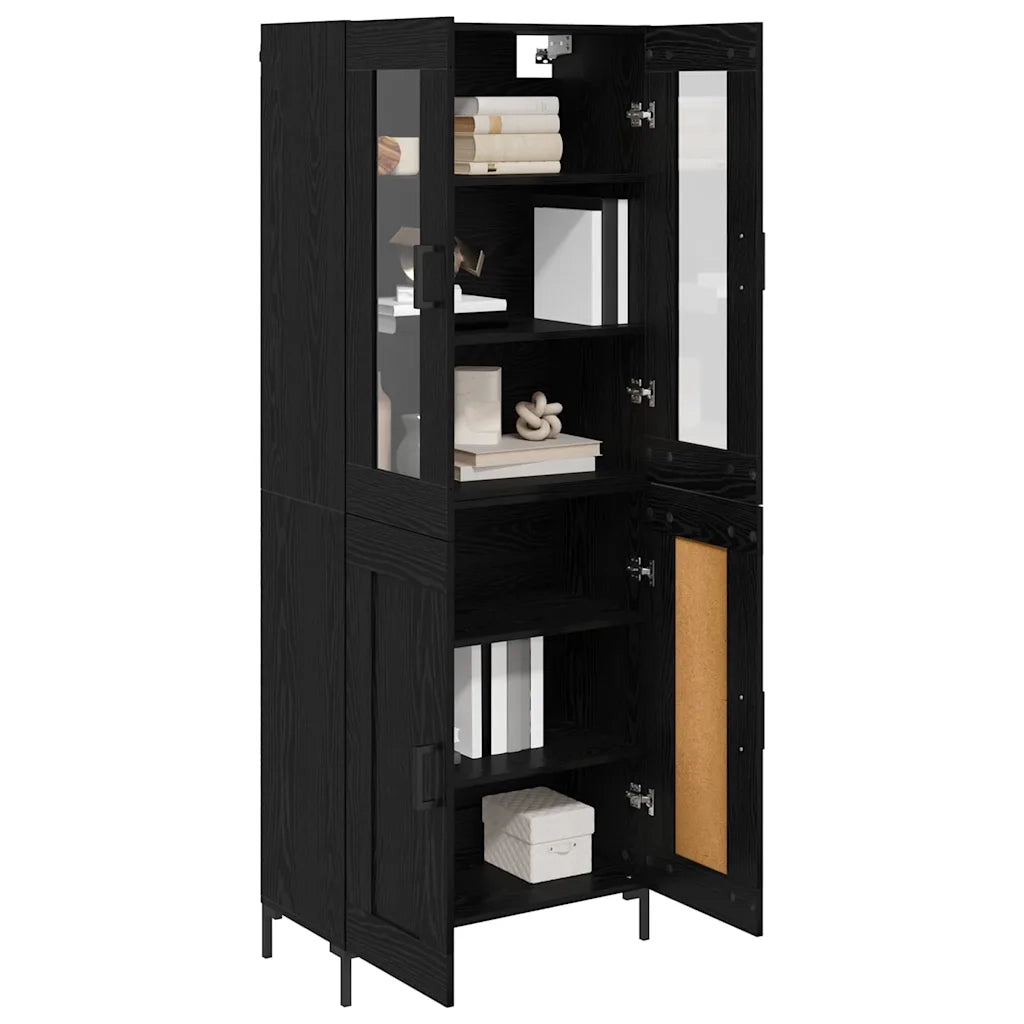 Credenza 2 pcs Rovere Nero Legno multistrato 3416108
