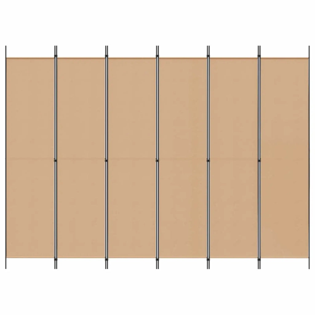 Divisore per Stanza a 6 Pannelli Beige 300 x 220 cm Tessuto 42039214