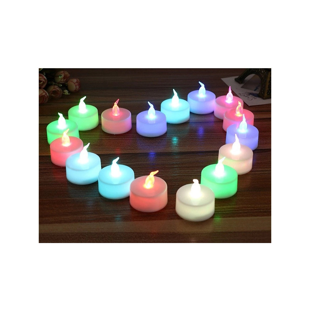 Trade Shop - Set Candele Candeline A Batteria Tea Light A Led Multicolore Rgb Effetto Fiamma -