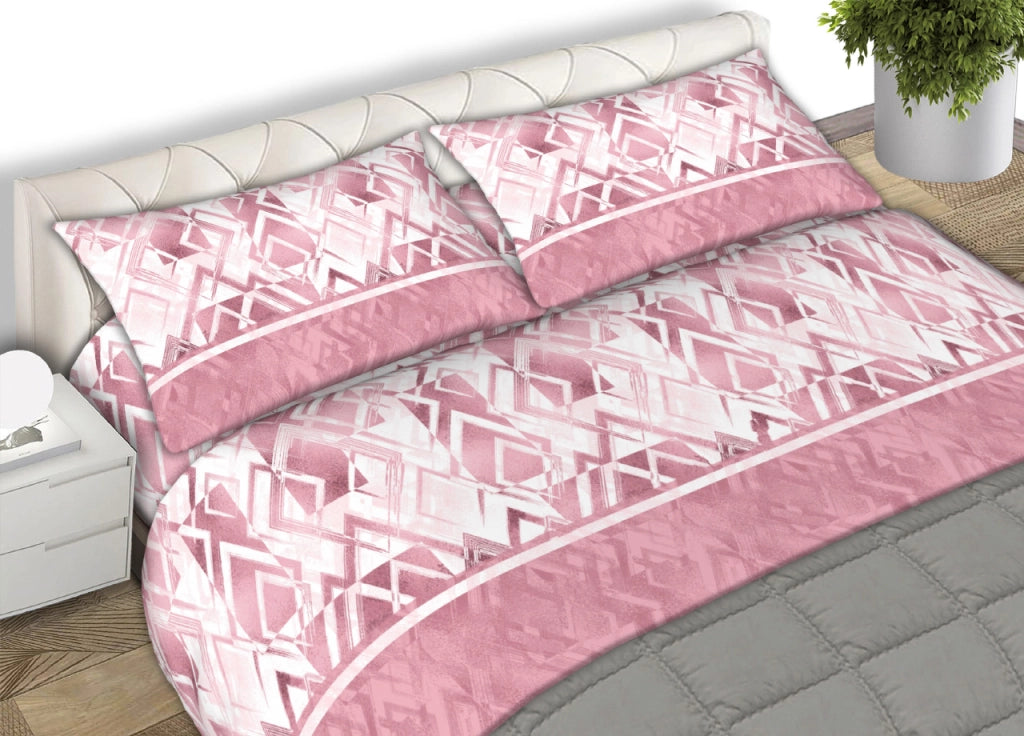 Completo Lenzuola Letto 100% Cotone Made Italy Disegno Rombo CN - Singolo - Rosa