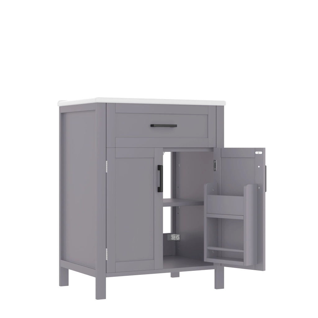 Mobile bagno freestanding con lavabo in ceramica, 60 x 46 x 84,8 cm, grigio