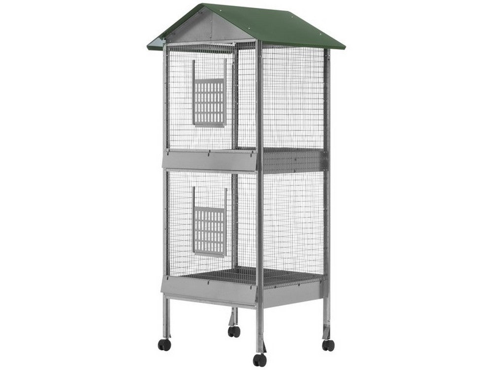 voliera a casetta rettangolare a 2 piani cm. 60x50x170 h cod:ferx.vit50463