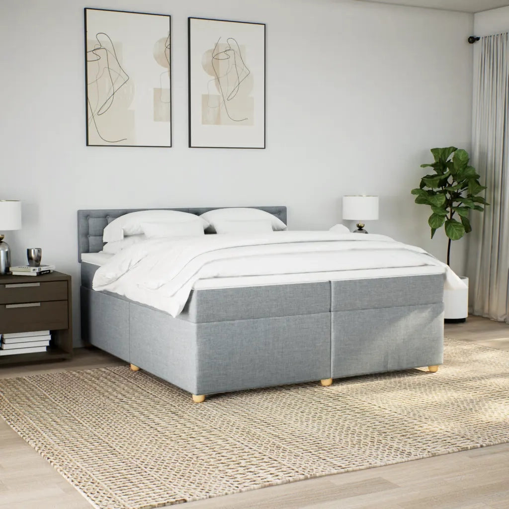 Giroletto a Molle con Materasso Grigio Chiaro 200x200cm Tessuto 3286801
