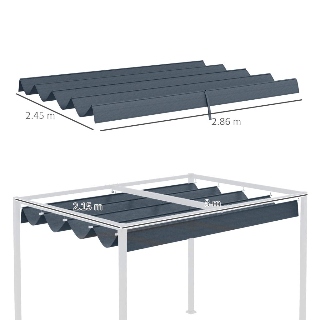 Telo di Ricambio per Pergola da Giardino 286x245 cm in Poliestere Grigio Scuro