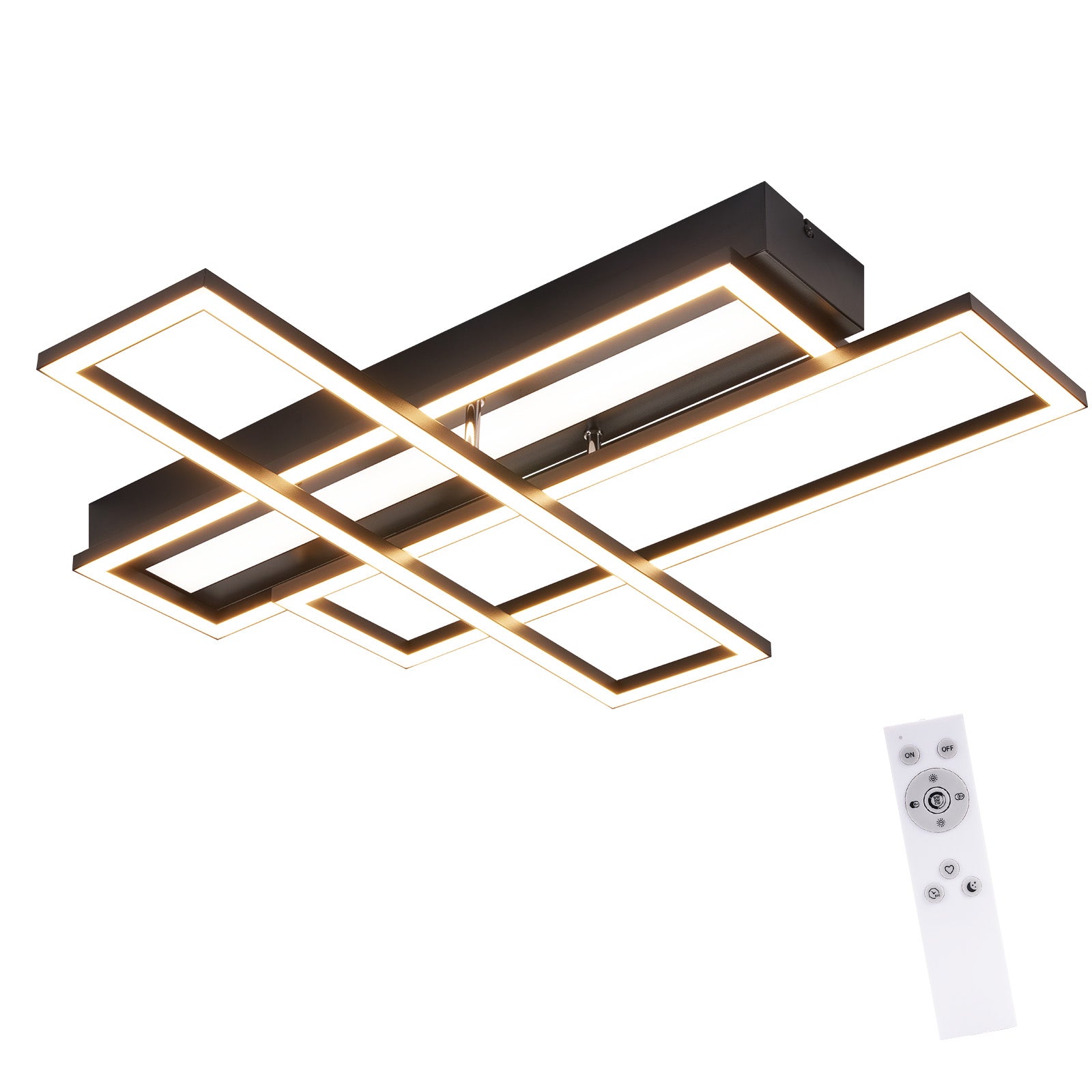 ZMH Lampada da soffitto LED 54W nera dimmerabile con telecomando design per camera letto cucina
