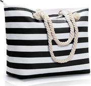 Borsa da spiaggia grande impermeabile con cerniera e tasche - Idonea per donne, ragazze e ragazze - Borsa estiva da portare