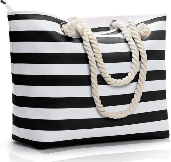 Borsa da spiaggia grande impermeabile con cerniera e tasche - Idonea per donne, ragazze e ragazze - Borsa estiva da portare