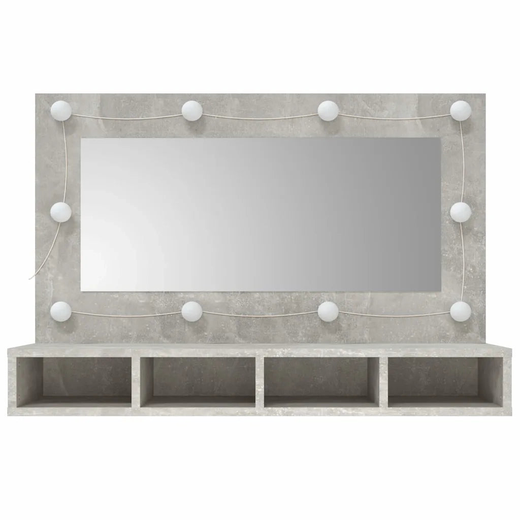 Mobile a Specchio con LED Grigio Cemento 90x31,5x62 cm 808895