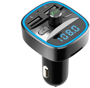 Adattatore Bluetooth FM per radio e ricevitore per l'auto con supporto a chiamate in modalità handsfree e due ingressi USB di ricarica.