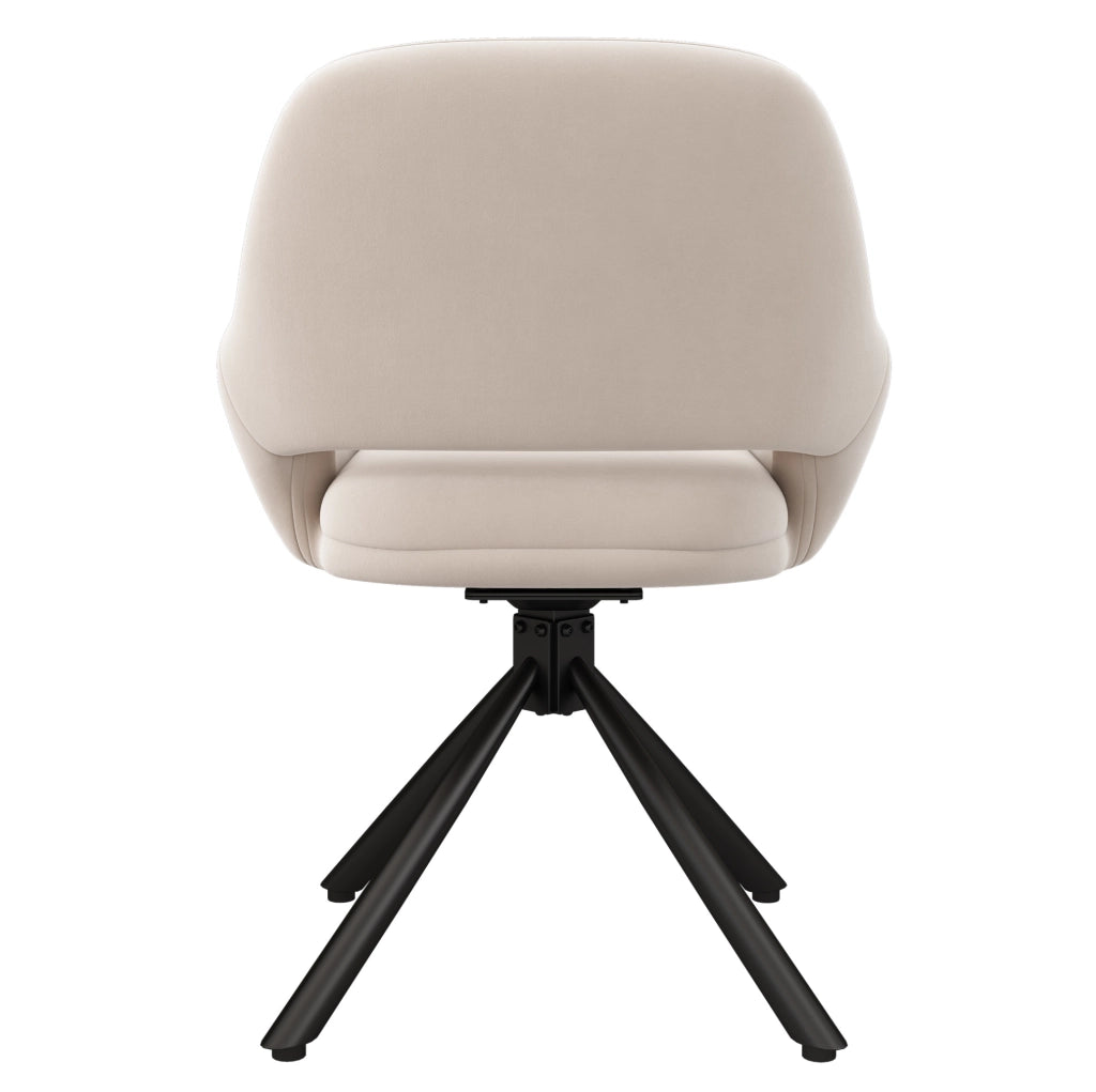 Set di 2 Sedie da Pranzo Girevoli in Velluto Beige con Braccioli, Design Moderno e Semplice
