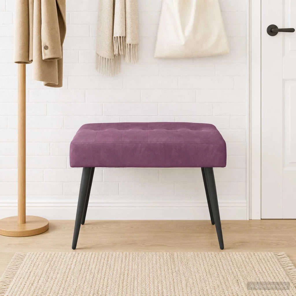 Panchina con bottoni imbottiti Viola 60 x 40 x 45 cm Velluto 42038514
