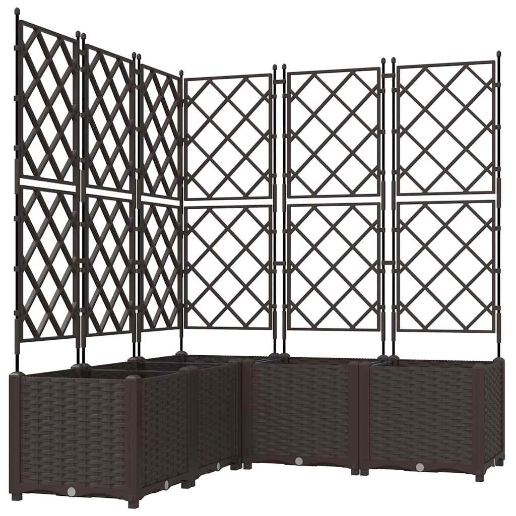 Set di 5 fioriere da giardino moderne 120 x 120 x 143 cm stile minimalista resistente acciaio marrone 02_0058518