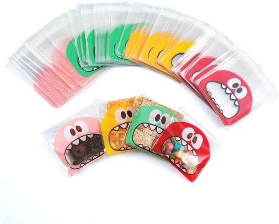 Sacchetti di plastica trasparenti con strisce autoadesive, 300 pezzi, multicolore, sacchetti alimentari, 13 x 10 cm