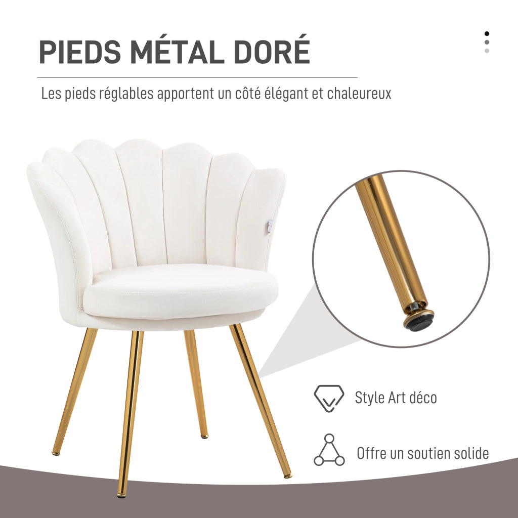 Poltrona in velluto con gambe metallo dorato ¨C Zephmum ¨C Crema