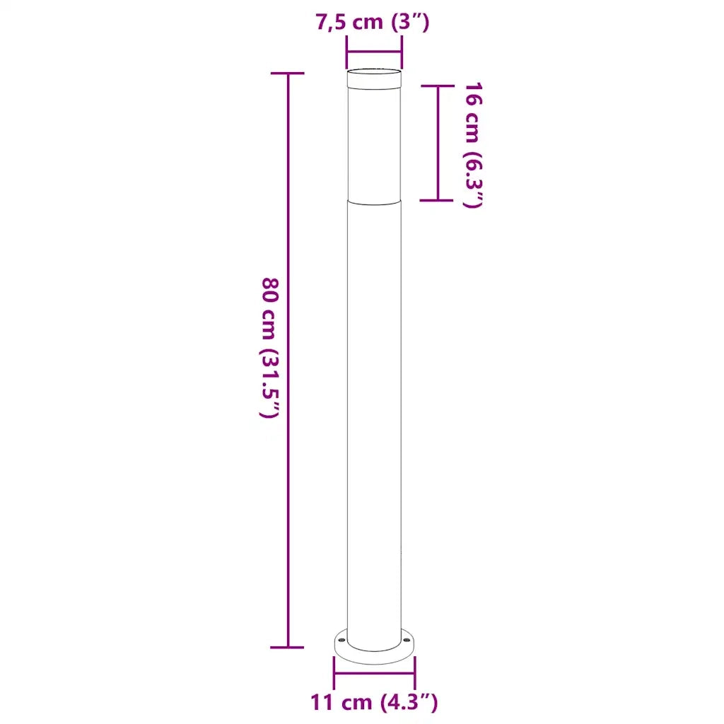 Lampada a paletto 80 cm in Acciaio Inox IP44 4006001