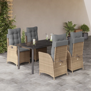 Set da Pranzo da Giardino 5 pz con Cuscini Beige in Polyrattan 3213268