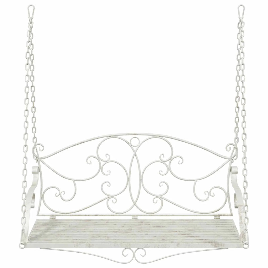 Panchina a Dondolo Acciaio 110 x 52,5 x 47 cm Bianco Antico CFW1376818