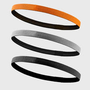 Bande di capello antiscivolo 3 in 1, bande di capello elastiche, bande di capello assorbenti sudore, bande di capello antiscivolo per unisex, adatte per sport, yoga, calcio, corsa (Nero arancione grigio)