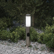 Lampada a paletto con presa elettrica 50 cm Acciaio Inox IP44 4006011