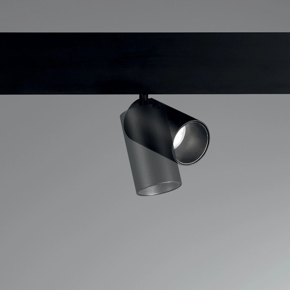 Faretto Binario Singolo On-Off Ego Alluminio Nero 1 Luce 8W 3000K Luce Calda