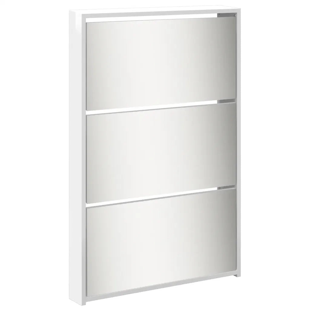 Scarpiera con Specchio a 5 Livelli Bianco Lucido 63x17x169,5 cm 3228282