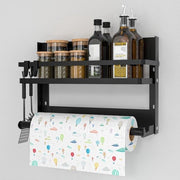Kruidenrek e holder per cucina con ganci - Acciaio inossidabile - Sostegno da parete per cucina e bagno - Nero