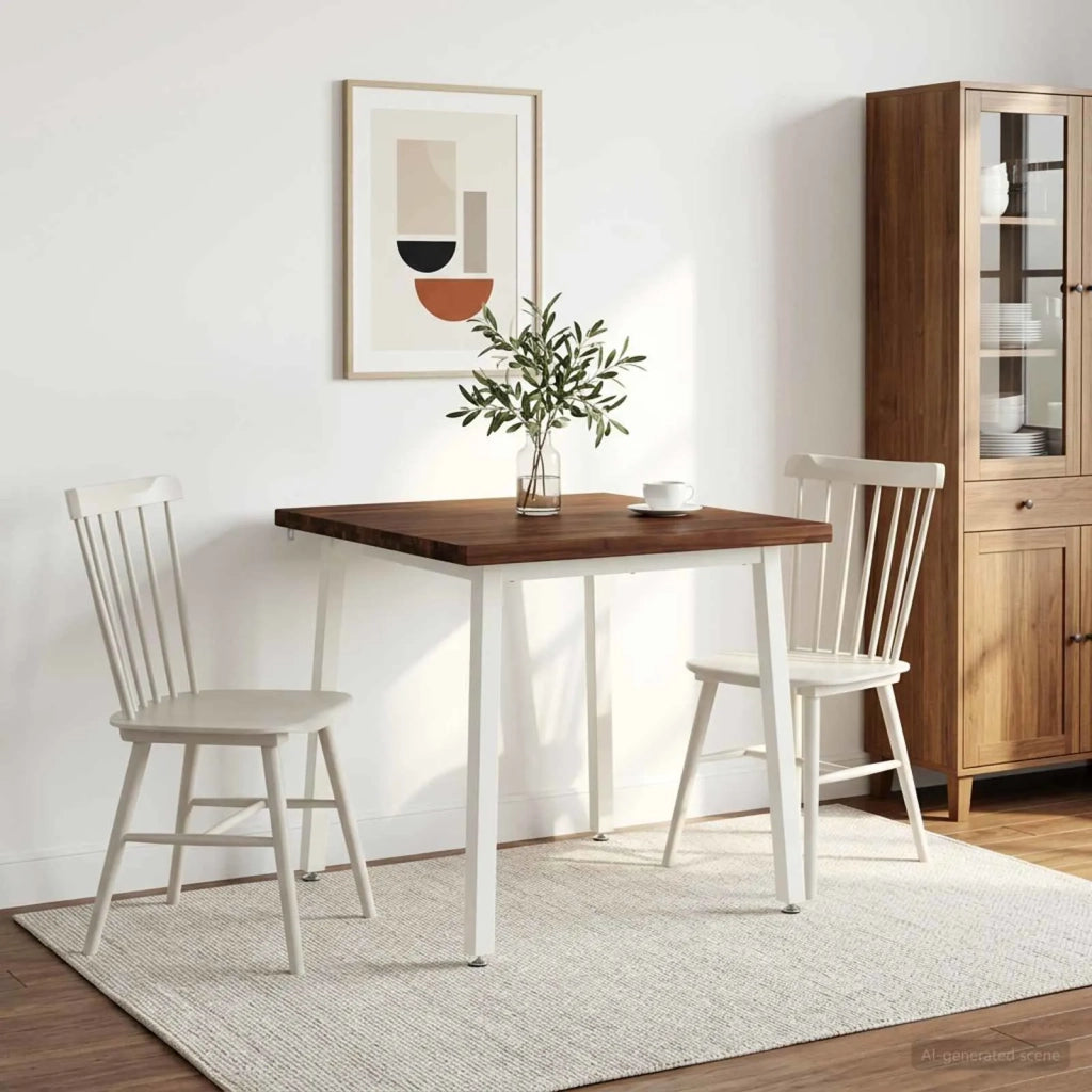 70 x 70 x 75 cm Legno di Acacia Massello Marrone scuro e Bianco 937587