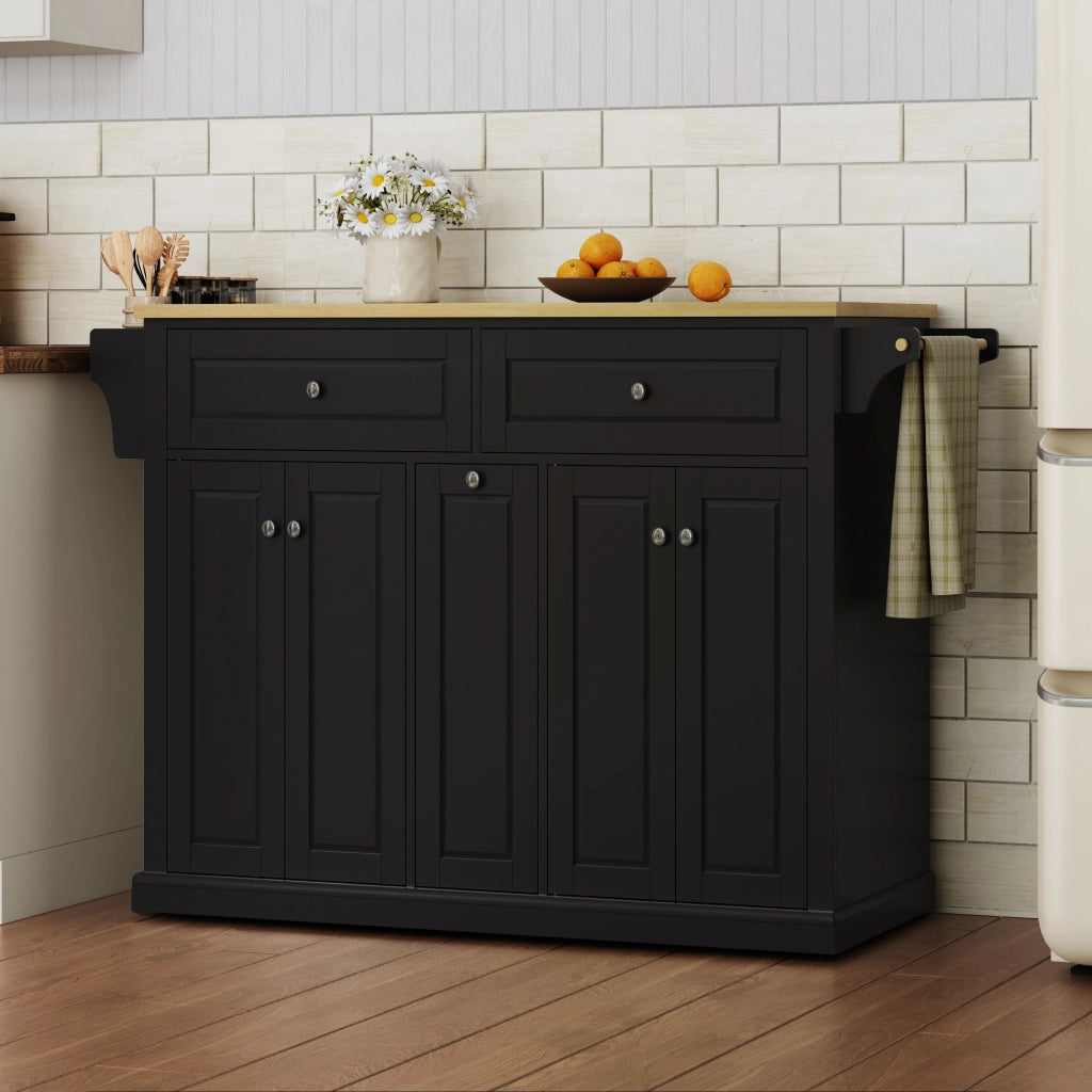 Credenza da cucina con piano ribaltabile e 4 cassetti - per cucina - in MDF - natural e nero