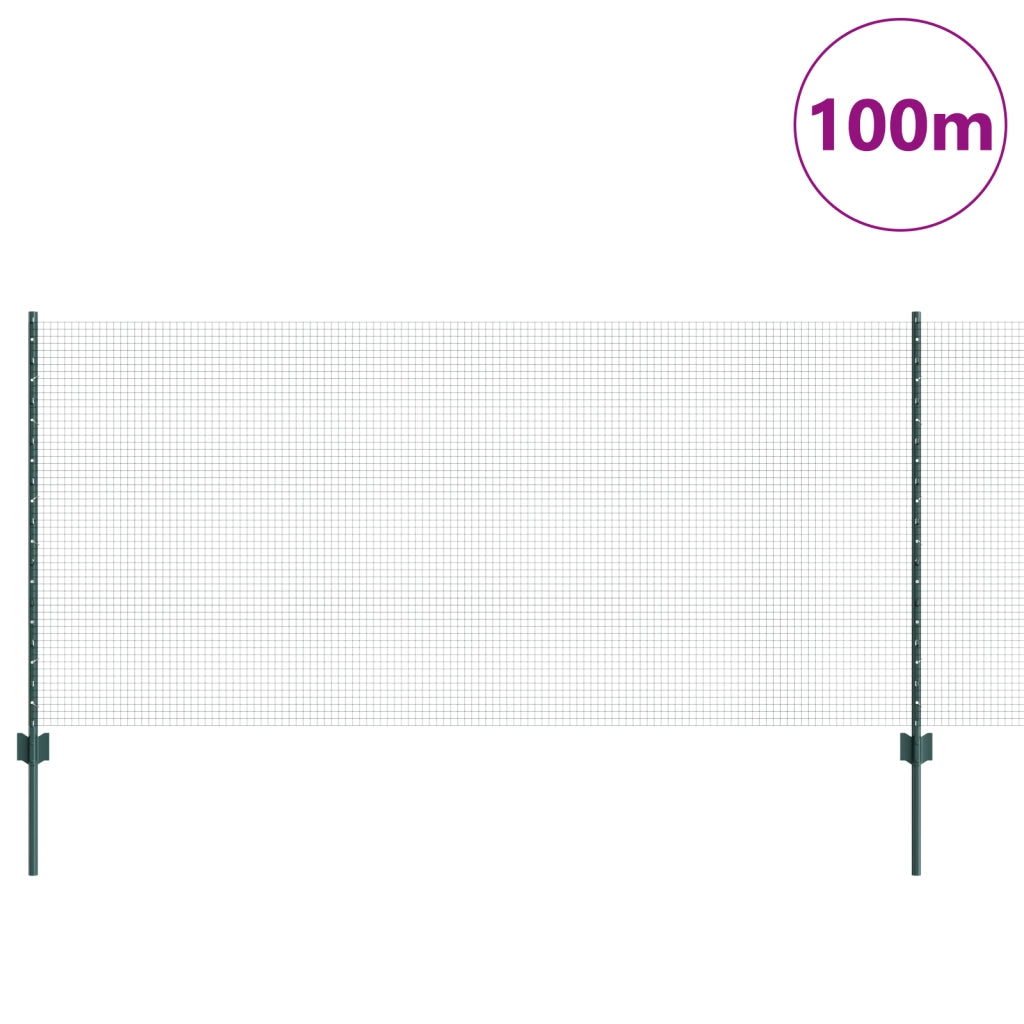 Recinzione in Rete Saldato con 44 U Post Verde 1x100 m Acciaio