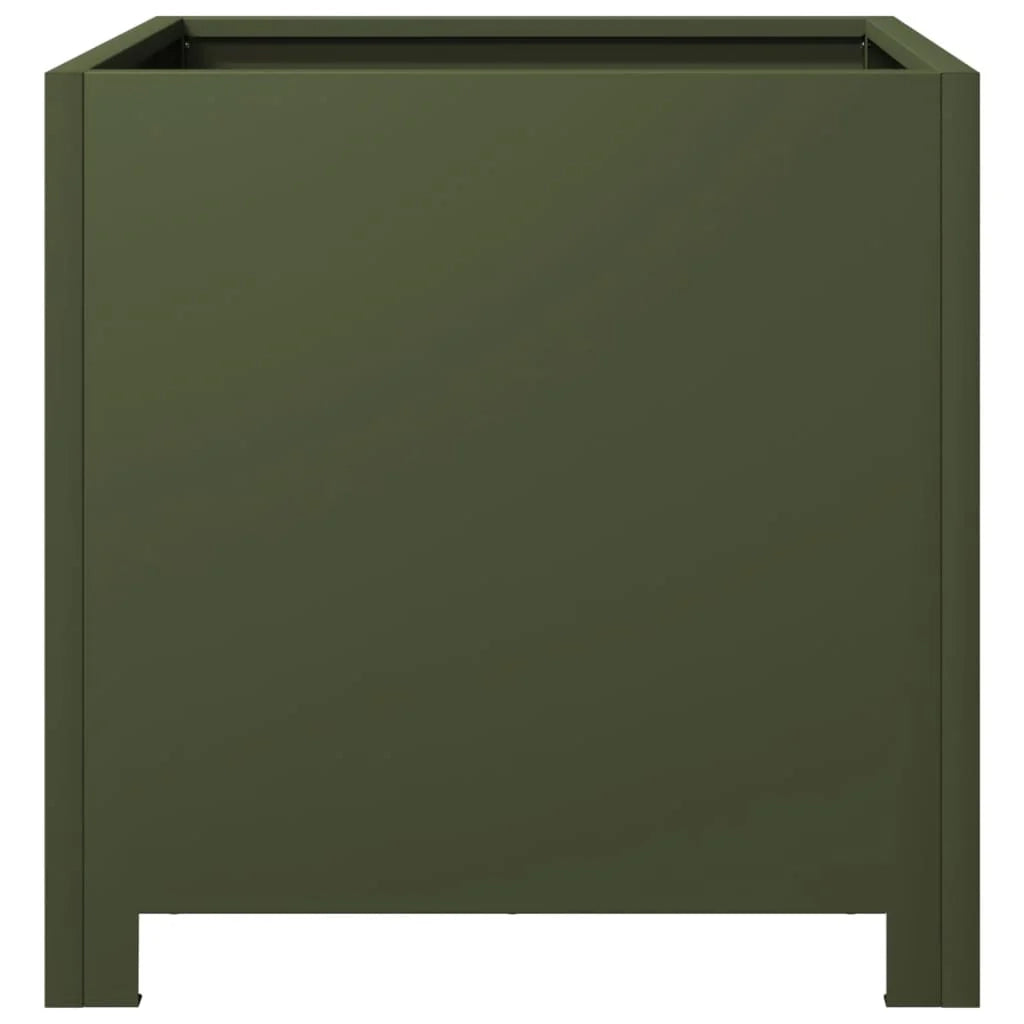Fioriera rialzata color oliva per piante fiori e patio/giardino 40 x 40 x 40 cm acciaio verde 02_0038697