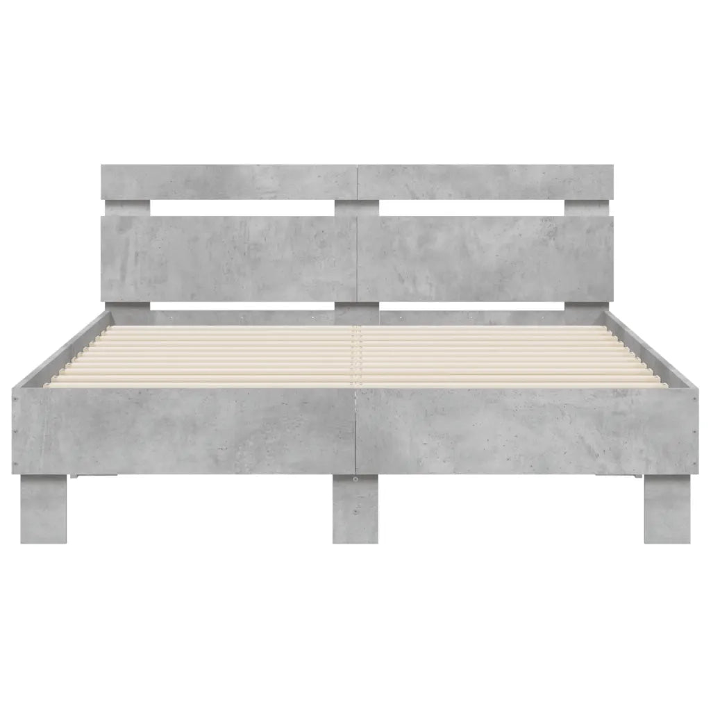 Giroletto con Testiera e LED-Struttura Letto con testiera Grigio Cemento 120x190 cm