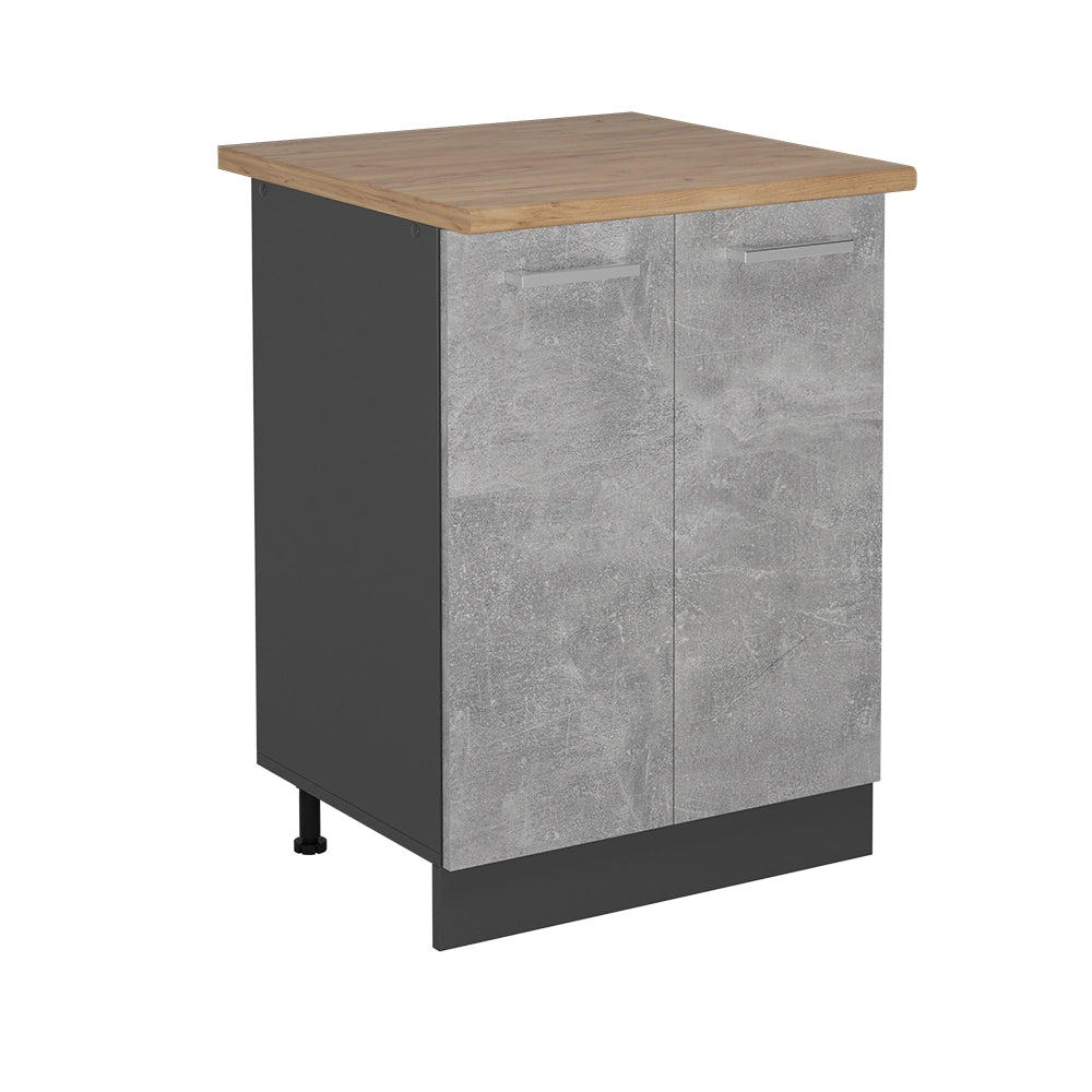 Vicco Mobiletto base cucina Calcestruzzo 60 cm , PL Rovere