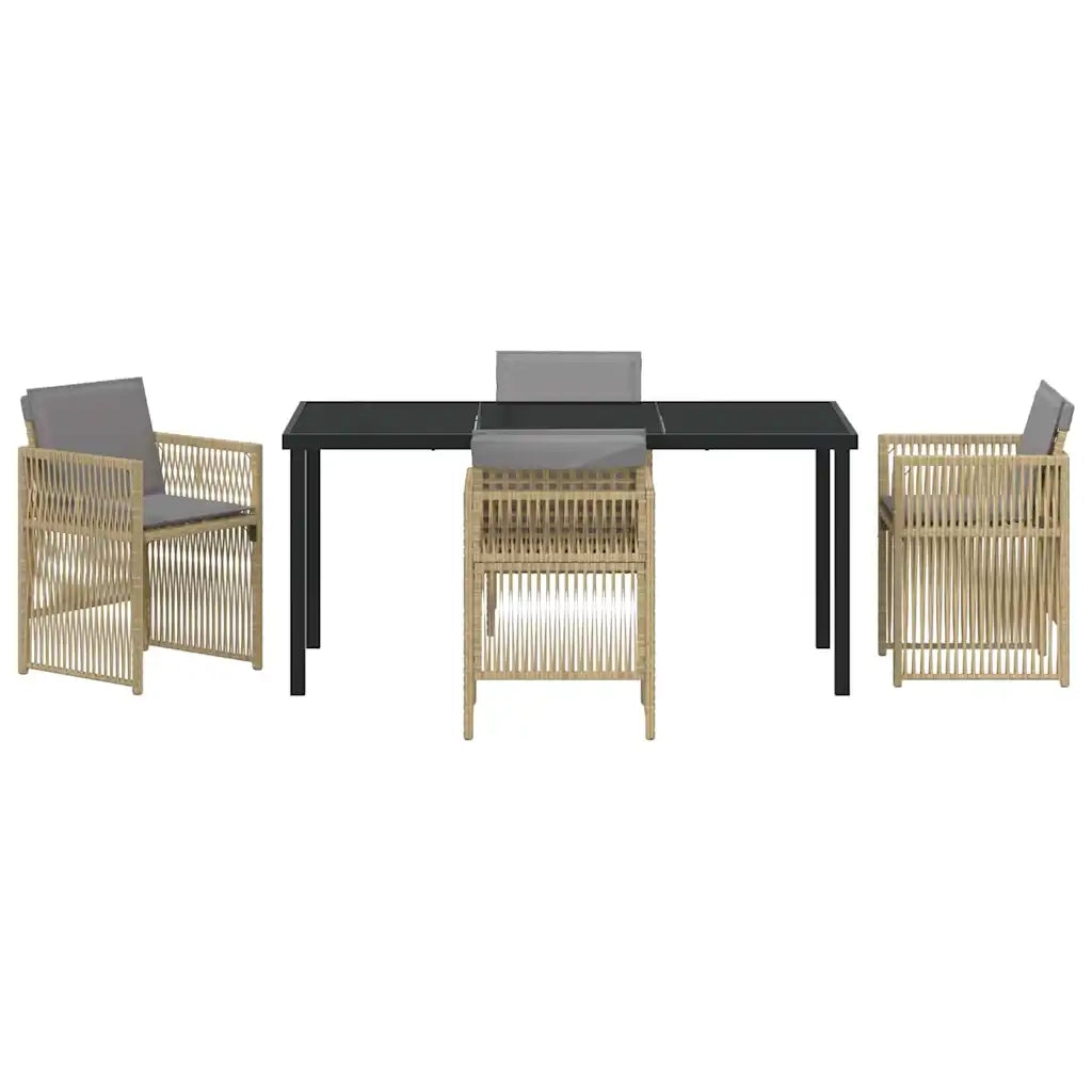 Set da Pranzo per Giardino 5 pz | Set Salotto da Giardino Beige
