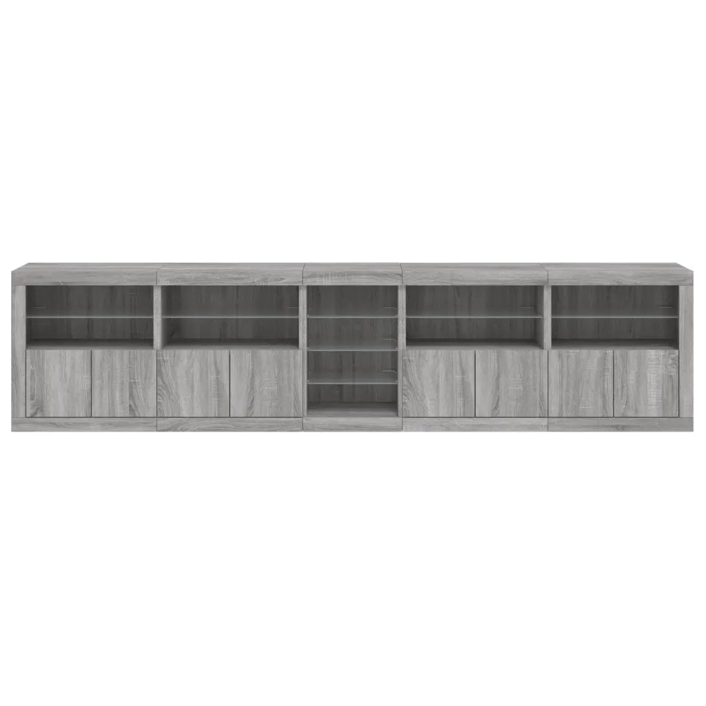 Credenza con Luci LED Grigio Sonoma 283x37x67 cm 3209028