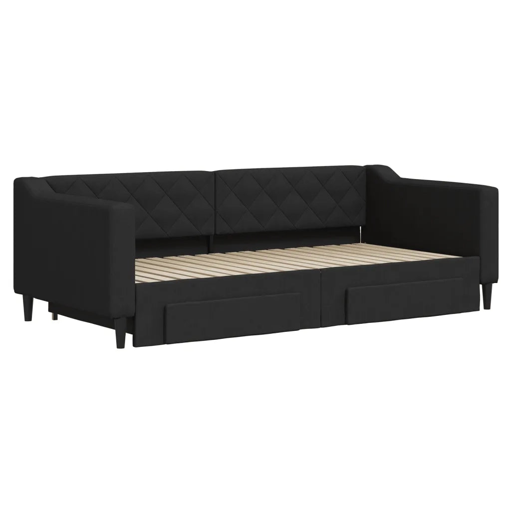 Divano Letto Estraibile con Cassetti-Sofa Letto-Daybed Nero 90x190 cm in Tessuto 830104