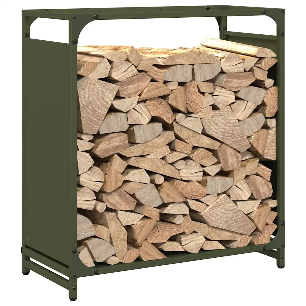 Rastrelliera per Legna da Ardere Verde Oliva 60x28x65 cm