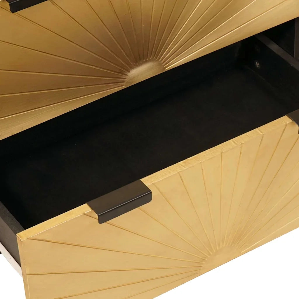 Credenza-Buffet-Armadio da cucina Nero e Oro 60 x 33 x 75 cm legno massello di mango 296716