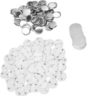 Bottoni da Pin 100 Set - Fornitore di Bottoni - Dadi in Metallo - Fondi in Plastica - Coperture Protettive Translucide - Attività di Fai da Te
