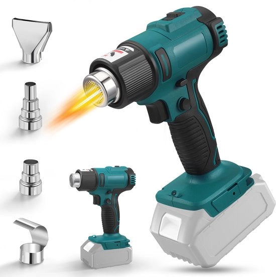 Pistolo di aria calda - Senza filo - 3-5 secondi - Per batteria 18V Makita - 4 bocche
