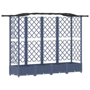 Fioriere | Cassetta per fiori | Letto Rialzato con Griglia e Tetto Grigio 203,5 x 40 x 125 cm