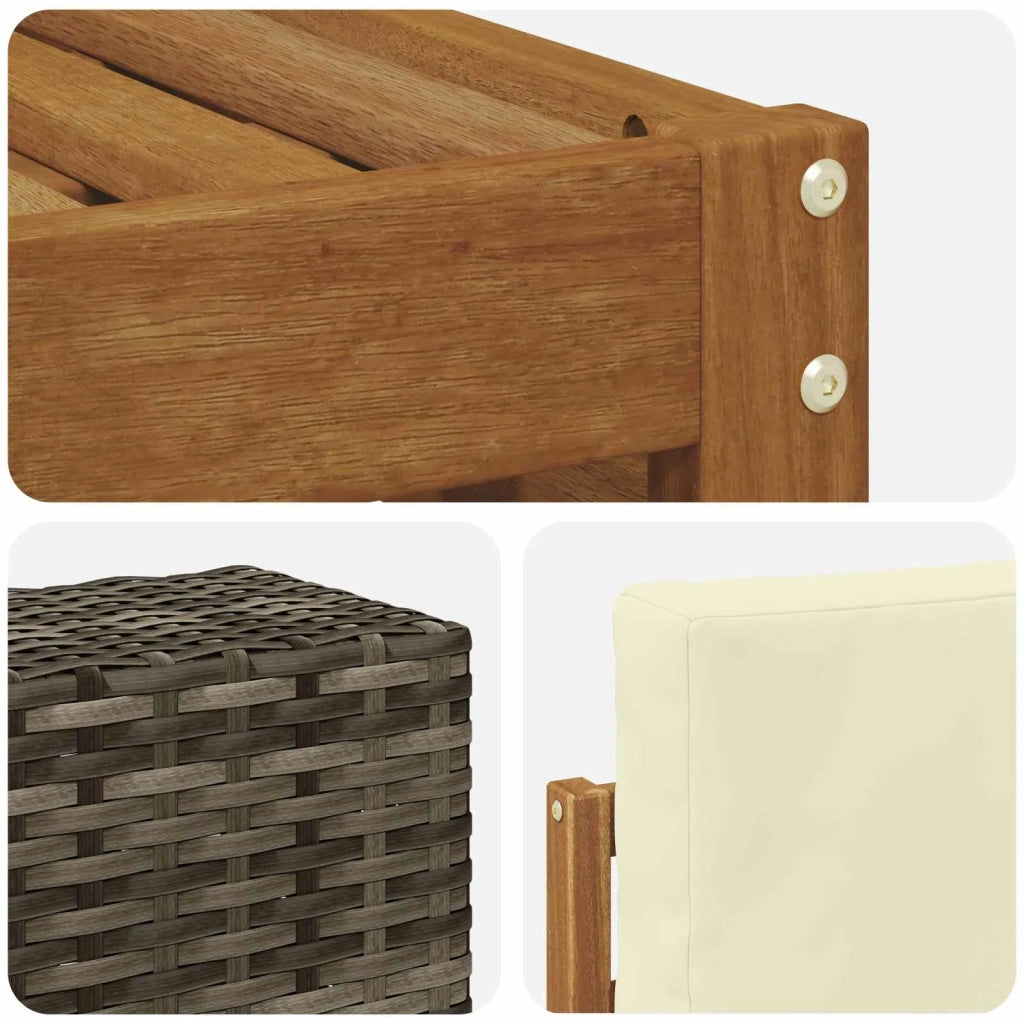 Set divani 6 pcs Naturale e Crema Legno di Acacia Massello 3384696