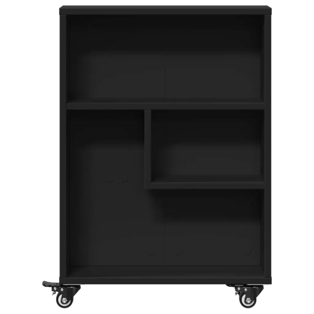 Carrello Portaoggetti Stretto Nero 48x13x68 cm in Truciolato 855224