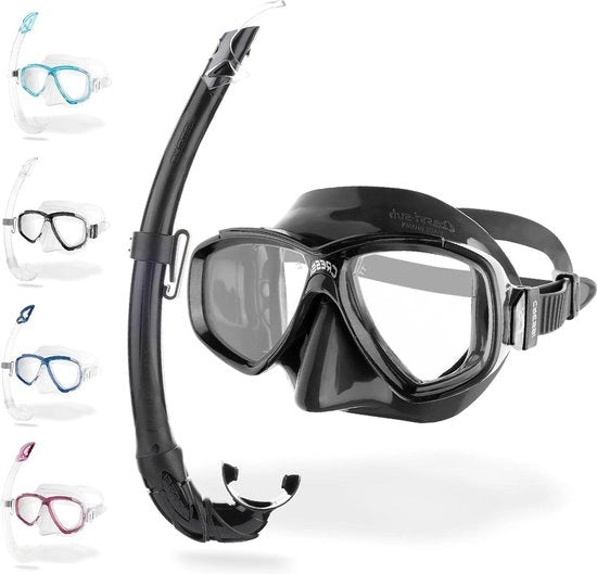 Duikbril Combiset perla + Snorkel Mexico - Ideale per Snorkeling, Volo libero, Subacquea - Unico modello Unisex per adulti