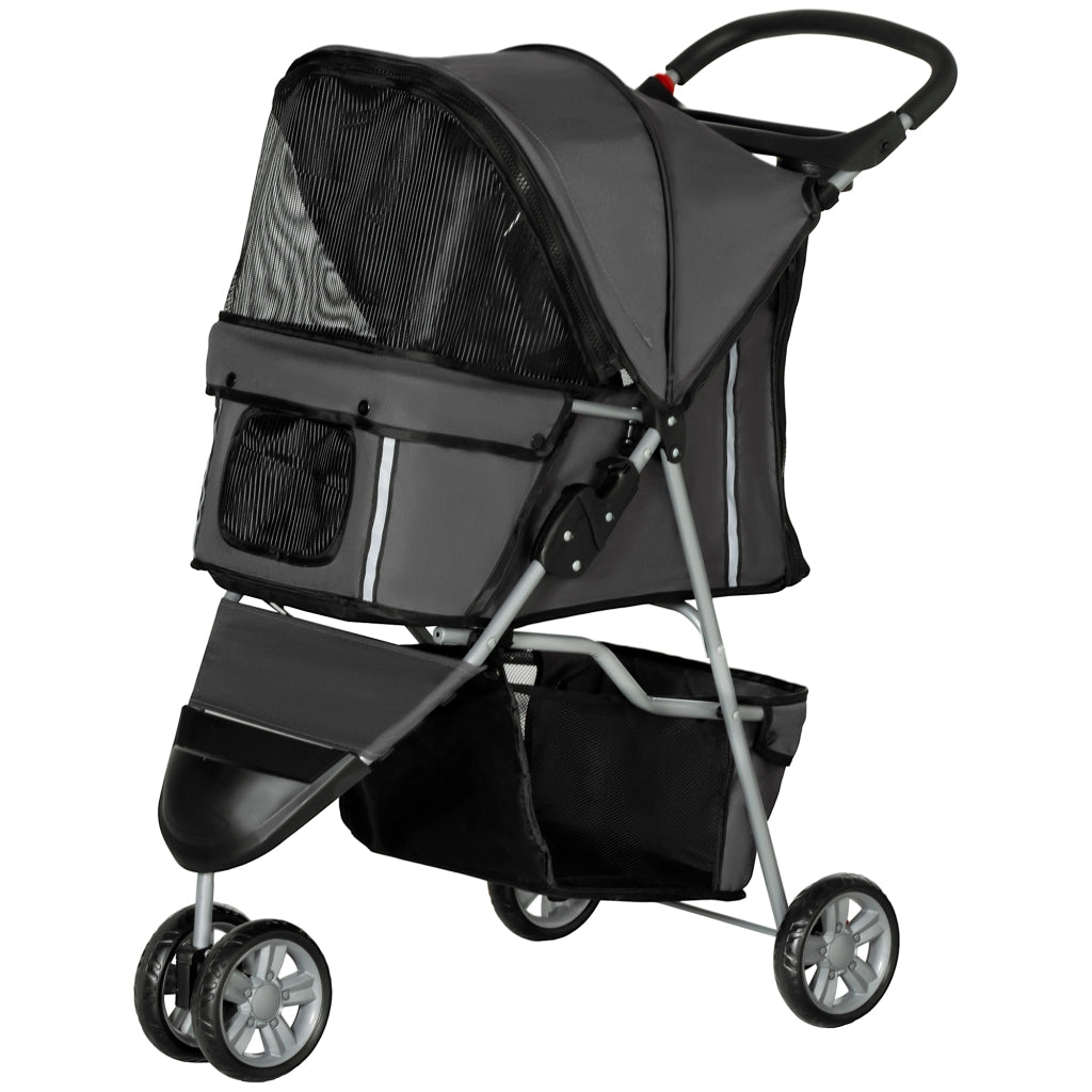 Carrello per animali domestici pieghevole ¨C zephmum ¨C 75x45x97 cm grigio scuro