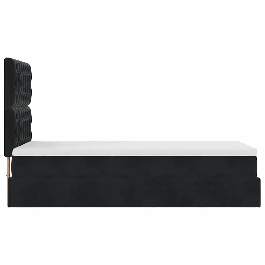 Struttura Letto Pouf con Materassi Nero 90x190 cm in Velluto 3313513
